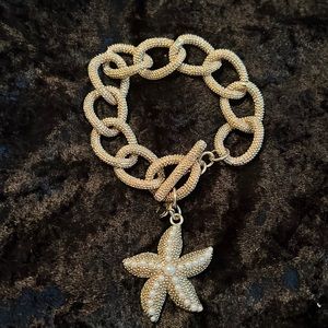 Adorable textured Talbots bracelet with Pearl starfish charm.
